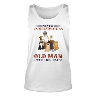 Never Underestimate An Old Man With His Cats Unisex Tank Top - Seseable