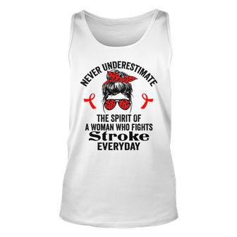 Never Underestimate The Spirit Of A Woman Who Fights Stroke Unisex Tank Top - Seseable