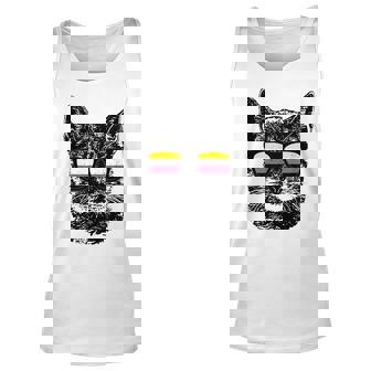 Nonbinary Gay Pride Cat Lgbt Sunglasses Unisex Tank Top | Mazezy