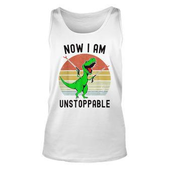 Now I Am Unstoppable Trex Retro Vintage Funny T-Rex Unisex Tank Top | Mazezy