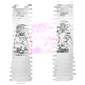 In October We Wear Pink Leopard Cat Breast Cancer Awareness Tank Top | Mazezy