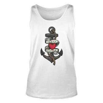Old School Anchor Quote Cute Hes My Anchor Love Sailor Unisex Tank Top | Mazezy