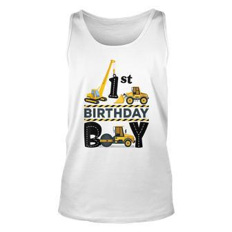 One Year Old Party 1St Birthday Boy Construction Truck Car Construction Tank Top | Mazezy