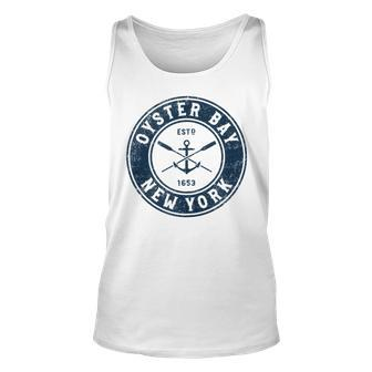 Oyster Bay New York Ny Vintage Boat Anchor & Oars Unisex Tank Top | Mazezy