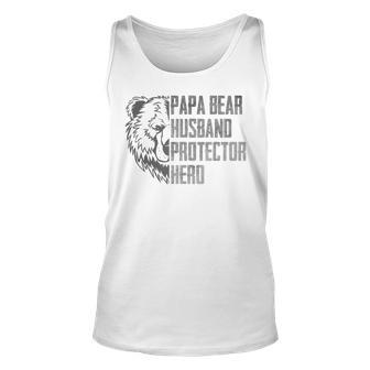 Papa Bear Husband Protector Hero Dad Funny Fathers Day Unisex Tank Top | Mazezy