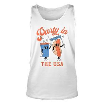 Party In The Usa Hot Dog Love Usa Funny 4Th Of July Unisex Tank Top - Thegiftio UK