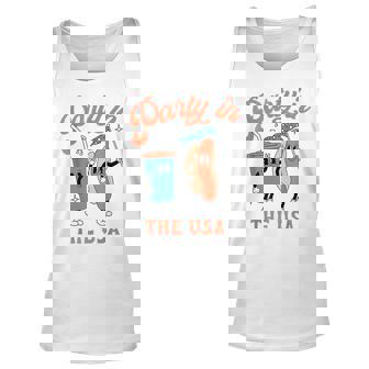 Party In The Usa Hot Dog Love Usa Funny Fourth Of July Unisex Tank Top | Mazezy