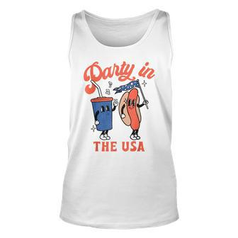 Party In The Usa 4Th Of July Cute Soda And Hotdog Patriotic Tank Top | Mazezy