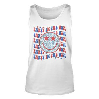 Party In The Usa Hippie Smile Face Leopard 4Th Of July Tank Top - Seseable