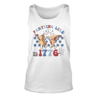Partying Like It’S 1776 Pizza Hotdog Usa Flag 4Th Of July Unisex Tank Top | Mazezy