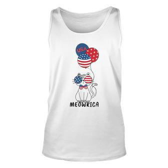 Patriotic Cat Meowica 4Th Of July Funny Kitten Lover Unisex Tank Top - Monsterry AU