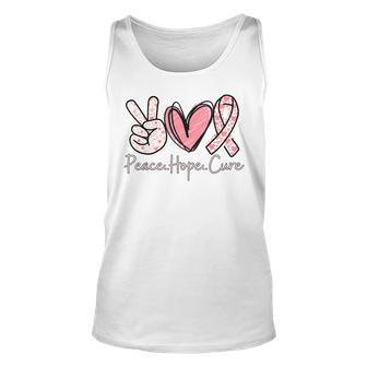 Peace Hope Cure Breast Cancer Awareness Family Support Pink Unisex Tank Top - Monsterry