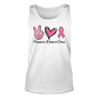Peace Love Cure Heart Pink Ribbon Breast Cancer Awareness Tank Top - Seseable