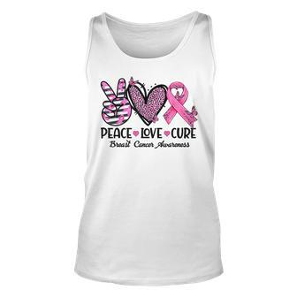 Peace Love Cure Pink Ribbon Heart Breast Cancer Awareness Tank Top | Mazezy