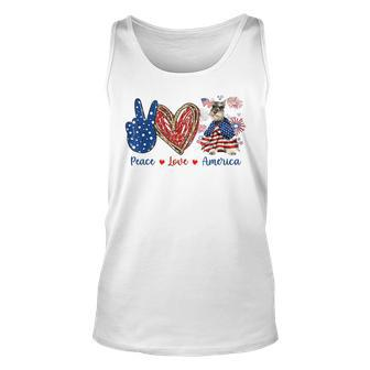 Peace Love Schnauzer Dog Patriotic America Flag 4Th July Unisex Tank Top | Mazezy CA