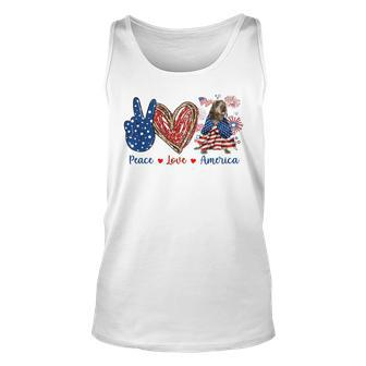 Peace Love Wirehaired Pointing Griffon Dog Patriotic America   Unisex Tank Top