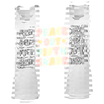 Peace Out Fifth Grade Cute Groovy Last Day Of 5Th Grade Unisex Tank Top | Mazezy