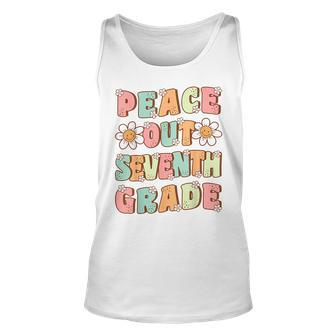 Peace Out Seventh Grade Cute Groovy Last Day Of 7Th Grade Unisex Tank Top | Mazezy
