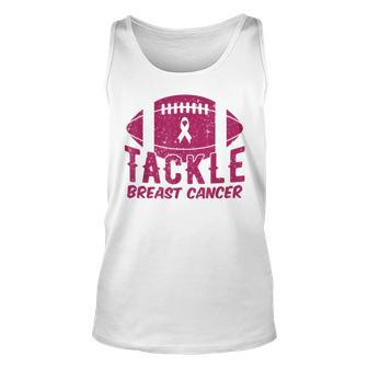Pink Breast Cancer Football Tackle Breast Cancer Tank Top - Seseable