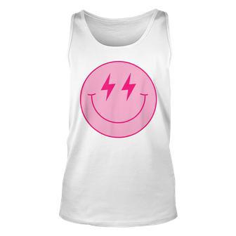Pink Smile Face Cute Happy Lightning Smiling Face Tank Top | Mazezy