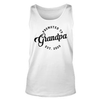 Promoted To Grandpa Est 2020 Dad Uncle Brother Graphic Tank Top | Mazezy