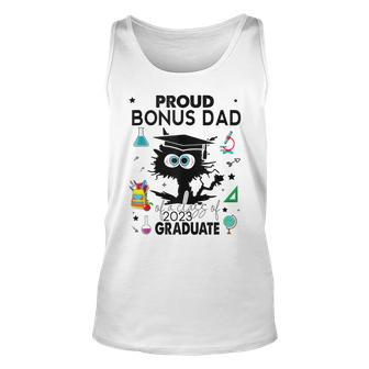 Proud Bonus Dad Of A Class Of 2023 Graduate Funny Black Cat Unisex Tank Top | Mazezy CA