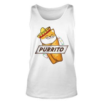 Purrito Cat Wearing A Sombrero In A Mexican Burrito Funny Unisex Tank Top - Seseable