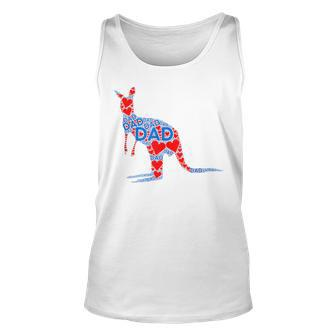Red Heart Love Blue Dad - Cute Kangaroo Daddy Fathers Day Unisex Tank Top | Mazezy