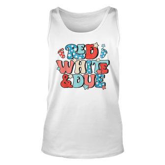 Red White And Due Pregnancy Announcement 4Th Of July Groovy Unisex Tank Top - Monsterry UK