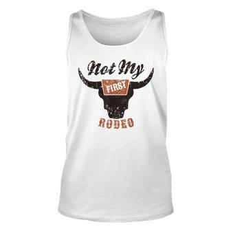 Retro Bull Skull Not My First Rodeo Western Country Cowboy Unisex Tank Top - Seseable