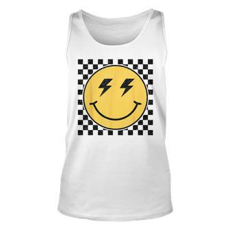 Retro Happy Face Checkered Pattern Smile Face Trendy Smiling Tank Top | Mazezy