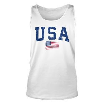 Retro Usa With Flag Of The United States 4Th Of July Unisex Tank Top - Seseable