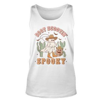 Retro Western Halloween Cowboy Ghost Boot Scootin Spooky Tank Top - Seseable
