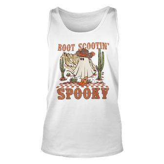 Retro Western Halloween Cute Ghost Boot Scootin Spooky Tank Top - Seseable