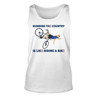 Running The Country Is Like Riding A Bike Falling Running Tank Top | Mazezy