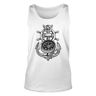 Sailing Boat Captain Sring Wheel Compass Anchor Unisex Tank Top | Mazezy