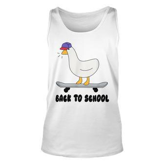 Back To School Cute Silly Goose Skateboard Goose Tank Top | Mazezy