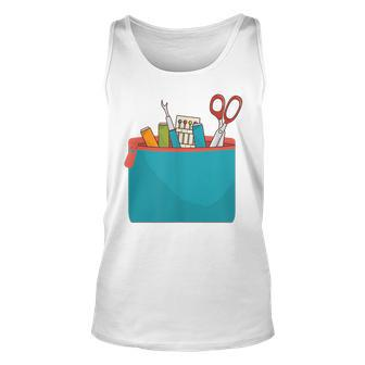 Sewing Tool Kit Inside Pocket Funny Sew Lover Costumes Unisex Tank Top | Mazezy