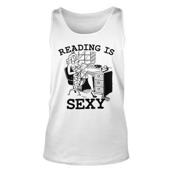 Sexy Pin Up Girl Comic Book Vintage Reading Is Sexy Reading Tank Top | Mazezy UK