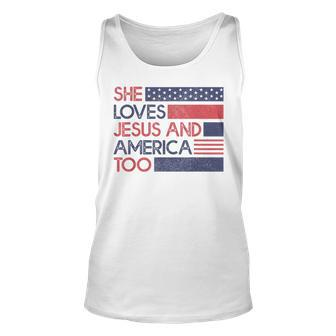 She Loves Jesus And America Too God Christian 4Th Of July Unisex Tank Top - Monsterry AU