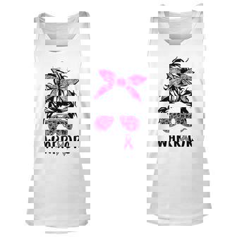 Support Squad Messy Bun Pink Warrior Breast Cancer Awareness Breast Cancer Awareness Tank Top | Mazezy