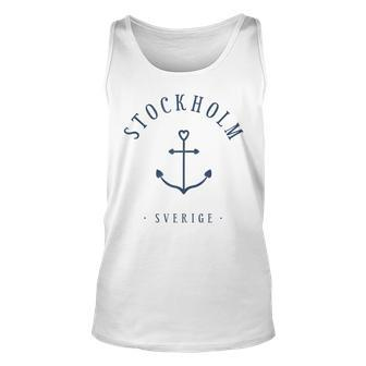 Sweden Stockholm Anchor Tattoo Love Heart Harbour Ferry Unisex Tank Top | Mazezy