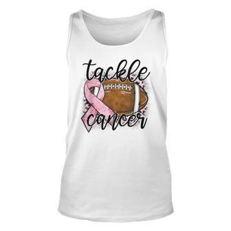 Tackle Breast Cancer Leopard Football Pink Ribbon Awareness Tank Top - Seseable