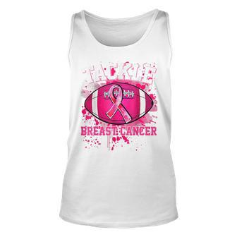 Tackle Football Pink Ribbon Breast Cancer Awareness Boy Kids Unisex Tank Top - Seseable