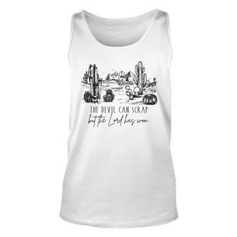 The Devil Can Scrap But The Lord Has Won Western Cowboy Unisex Tank Top | Mazezy