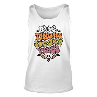 Thick Thighs And Spooky Vibes Retro Vintage Halloween Halloween Tank Top | Mazezy