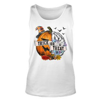 Trick Or Treat Pumpkin Mental Health Halloween Party Halloween Tank Top | Mazezy
