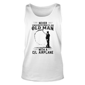Never Underestimate An Old Man With A CL Airplane Old Man Tank Top | Mazezy