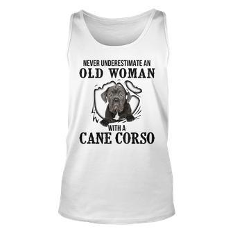 Never Underestimate An Old Woman With A Cane Corso Old Woman Tank Top | Mazezy