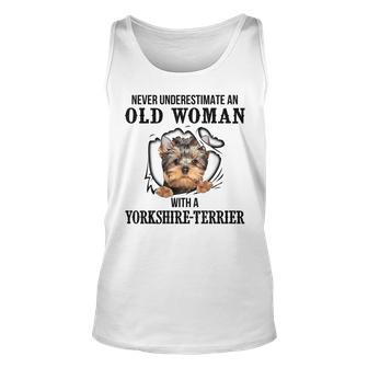 Never Underestimate An Old Woman With A Yorkshireterrier Old Woman Tank Top | Mazezy